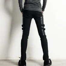 Мужские, зауженные, повседневные мужские брюки, мужские персонализированные кожаные штаны, декорированные черные брюки, ботинки, джинсы, костюм певицы, костюмы