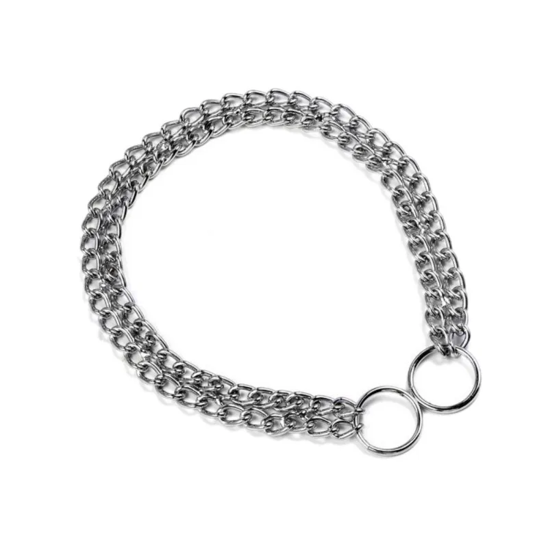 

Plated Iron P Chock Metal Link Double Chain Training Dog Pet Collars Necklace Dog Accessories