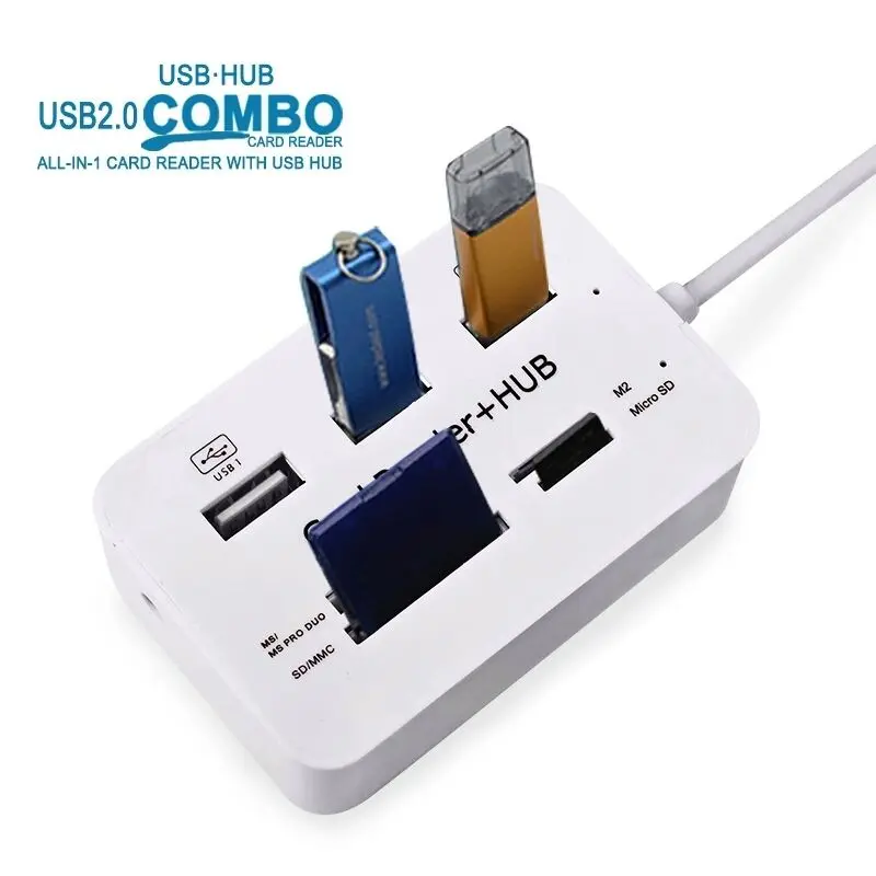 Концентратор usb combo 3-Порты 2.0 Card Reader высокое Скорость multi Разветвитель USB HUB все в 1