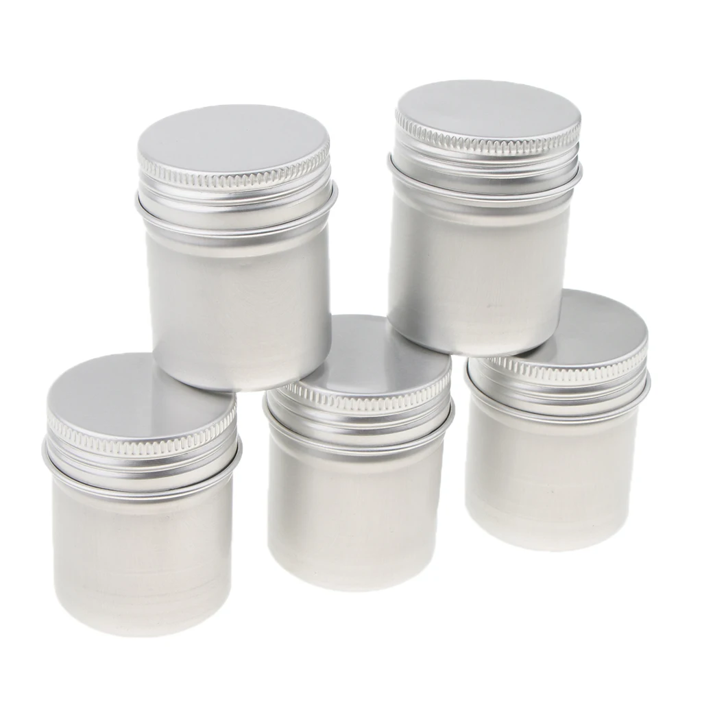 Упаковка из 5 шт. 50 мл серебристая алюминиевая баночка бальзама для губ контейнеры для хранения с винтовой крышкой для косметики воск свечи или чая