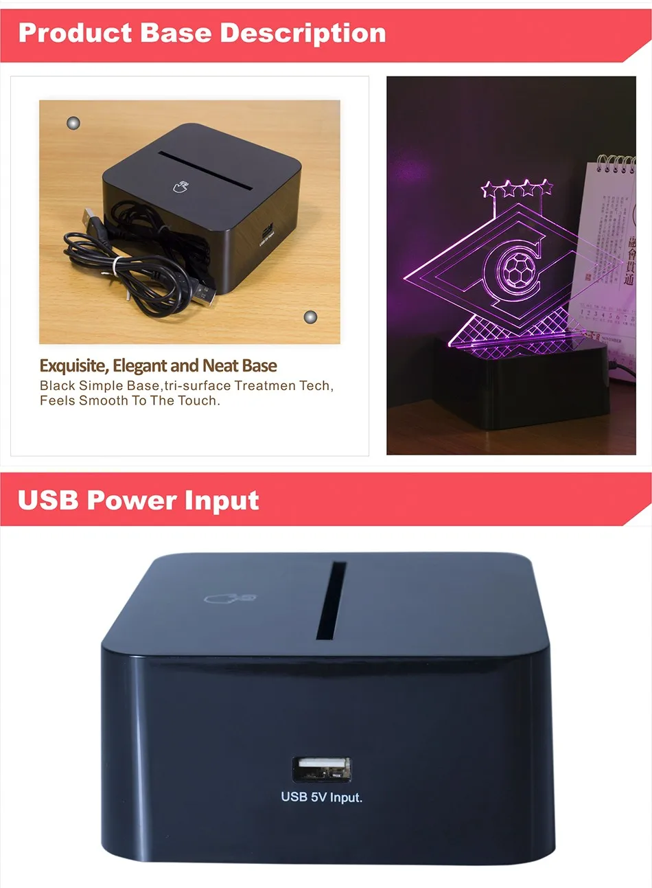 Novelty USB Lampe 3D RGB Nightlight for Russia Moscow Football Club LED Touch Light as Home Lighting Futbol Lamp (5)