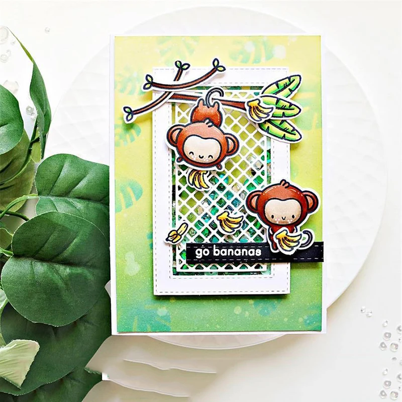 

JC Rubber Stamps and Metal Cutting Dies for Scrapbooking Craft Monkey Banana Stencil Die Cut Clear Stamps Card Make Album Decor