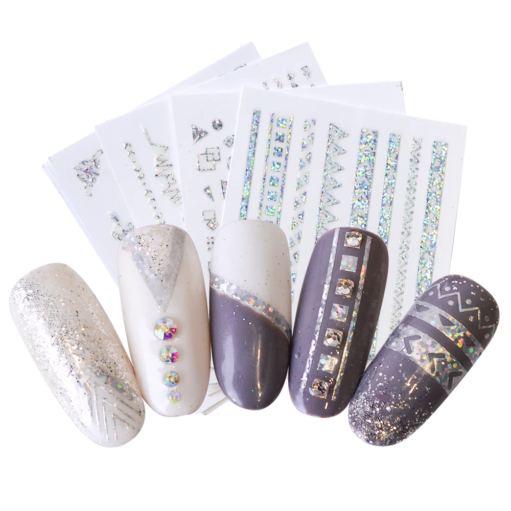 

24 Sheets Laser Nail Art Water Transfer Watermark Sticker Cat Jewels Shining Manicure 3D Tips DIY Decoration Decal BESTZ001-024