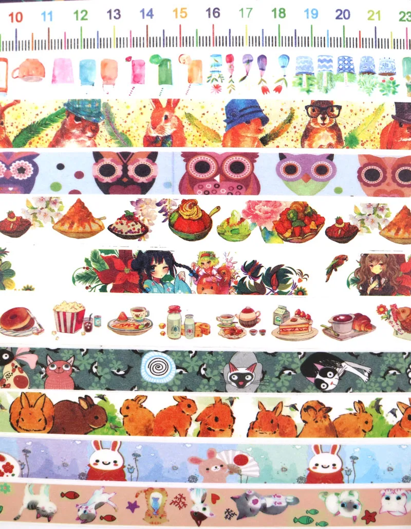 Мультяшные узоры животные васи лента планировщик для скрапбукинга Kawaii декоративная клейкая маскирующая лента японский Офис Канцелярские Принадлежности