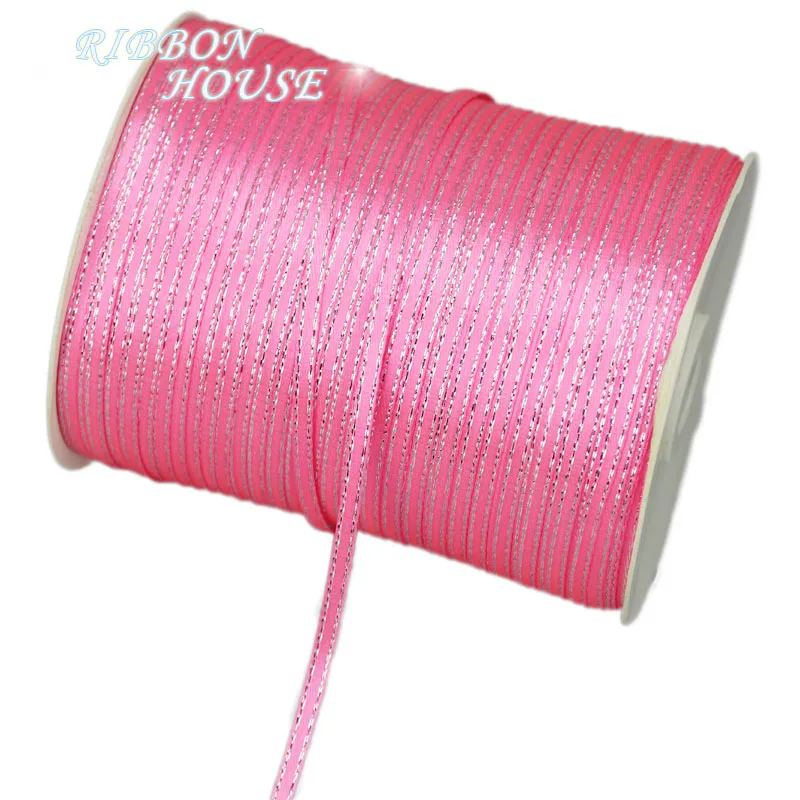 (40 meters/lot) 1/8'' (3mm) Silver Edge Satin ribbons gift packaging ribbon satin ribbons ribbon decoration ribbon supplies wrapping ribbon grosgrain ribbon sewing ribbon christmas ribbon cotton ribbon organza ribbon