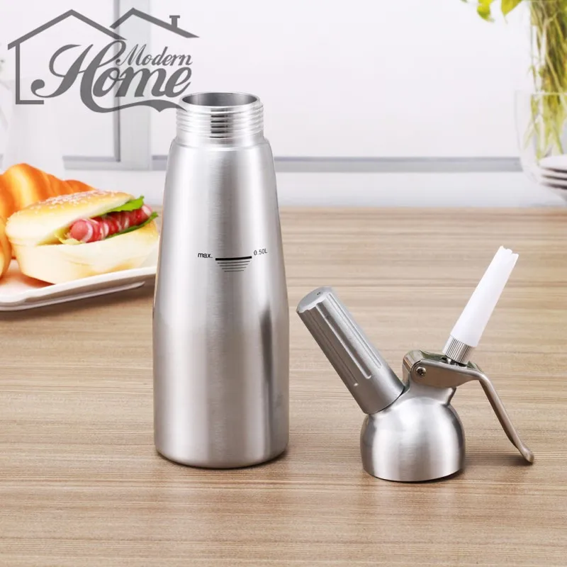 Image 500ML Durable Stainless Steel Cream Whippers Metal Whipped Cream Dispenser Siphon Dessert Tools Good Packing