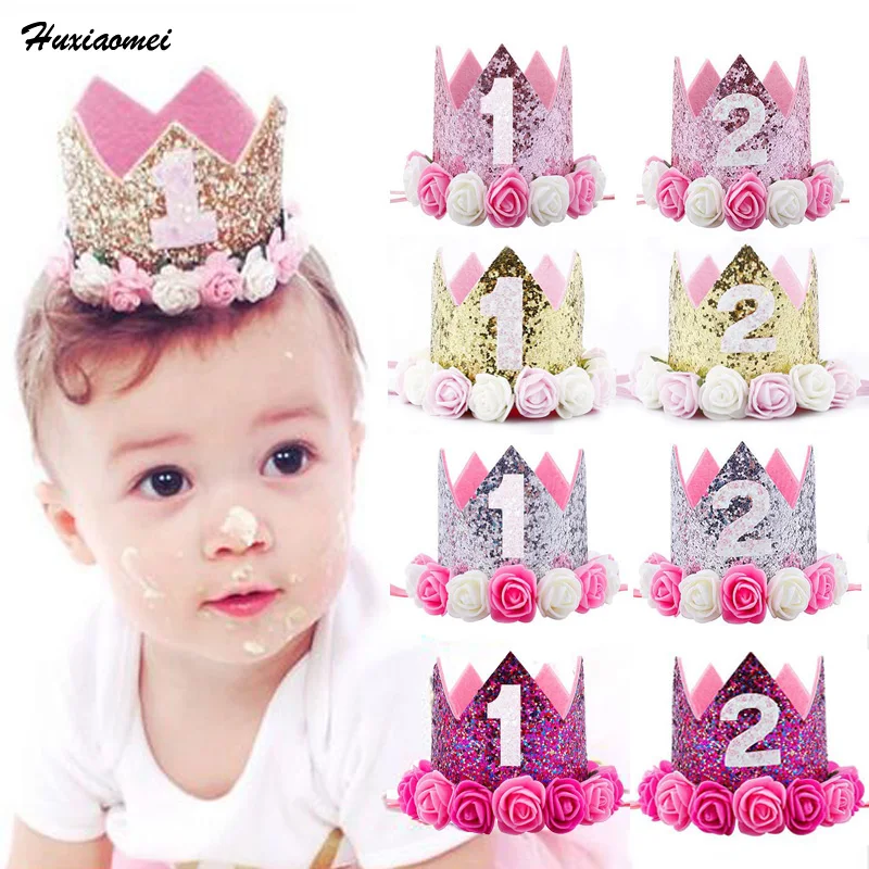 Huxiaomei Baby Birthday Party Cap Decorations Hairband Princess