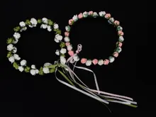 2017 NEW Bridal Rose Floral Branch Wedding Head Wreath Crown Floral Halo Headpiece Photography Tools for Adults-White+Pink