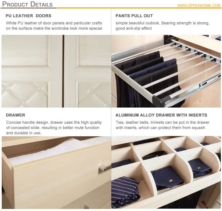 Guangzhou OPPEIN Blister and PU Leather Wardrobe Design