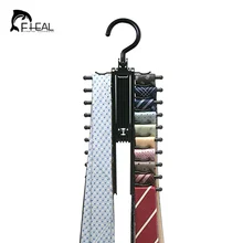 FHEAL Novelty Rotatable 20 Row Multifunction Tie Rack Belt Rack Neckties Hanging Neckties Rack Convenient Indoor Hanger Holder