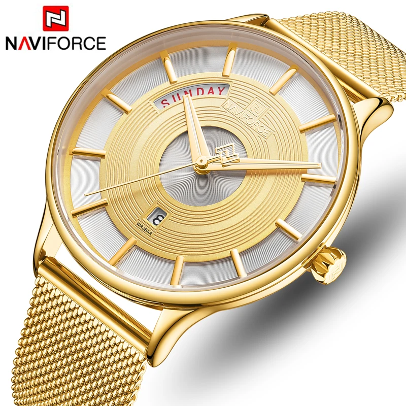 

Men Watch NAVIFORCE Top Brand Men’s Stainless Steel Mesh Quartz Wrist Watches Male Waterproof Sport Clock Date Relogio Masculino