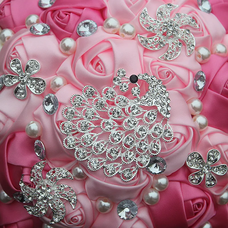 JaneVini романтический розовый искусственный цветок для свадьбы букет кристалл жемчуг свадебные аксессуары, букеты бутоньерка