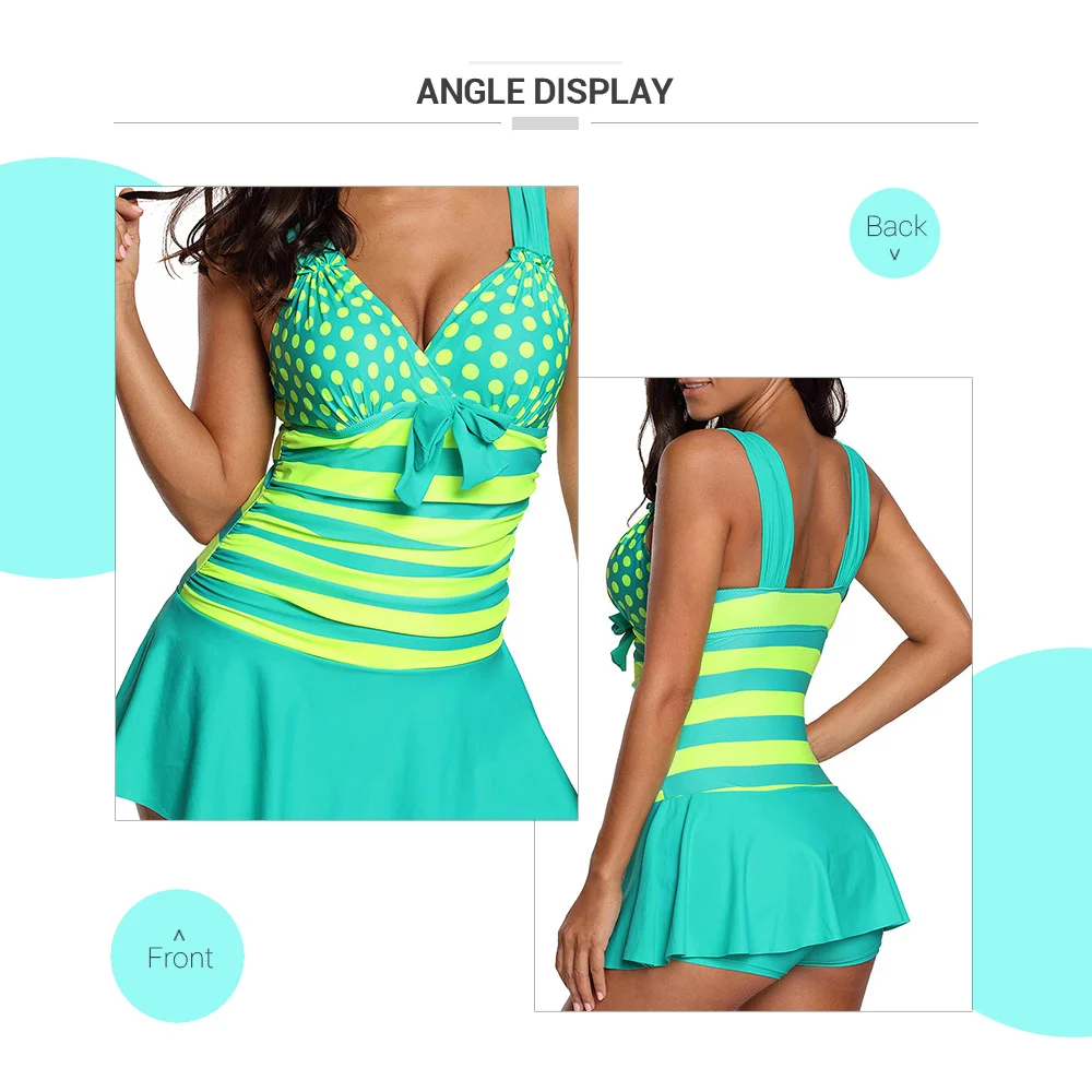 Polka Dot Striped Tankini and Boyshort