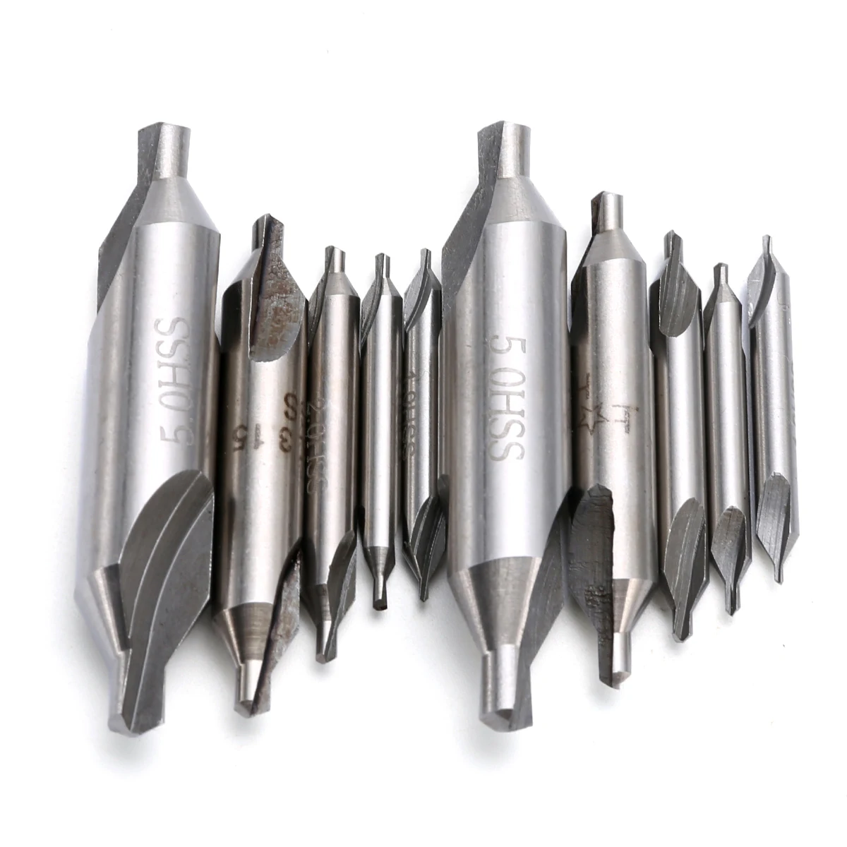 10pcs 60 Degree High Speed Steel Center Drills Bit Combined Countersink Drill Bits 1/1.5/2/3.15/5mm