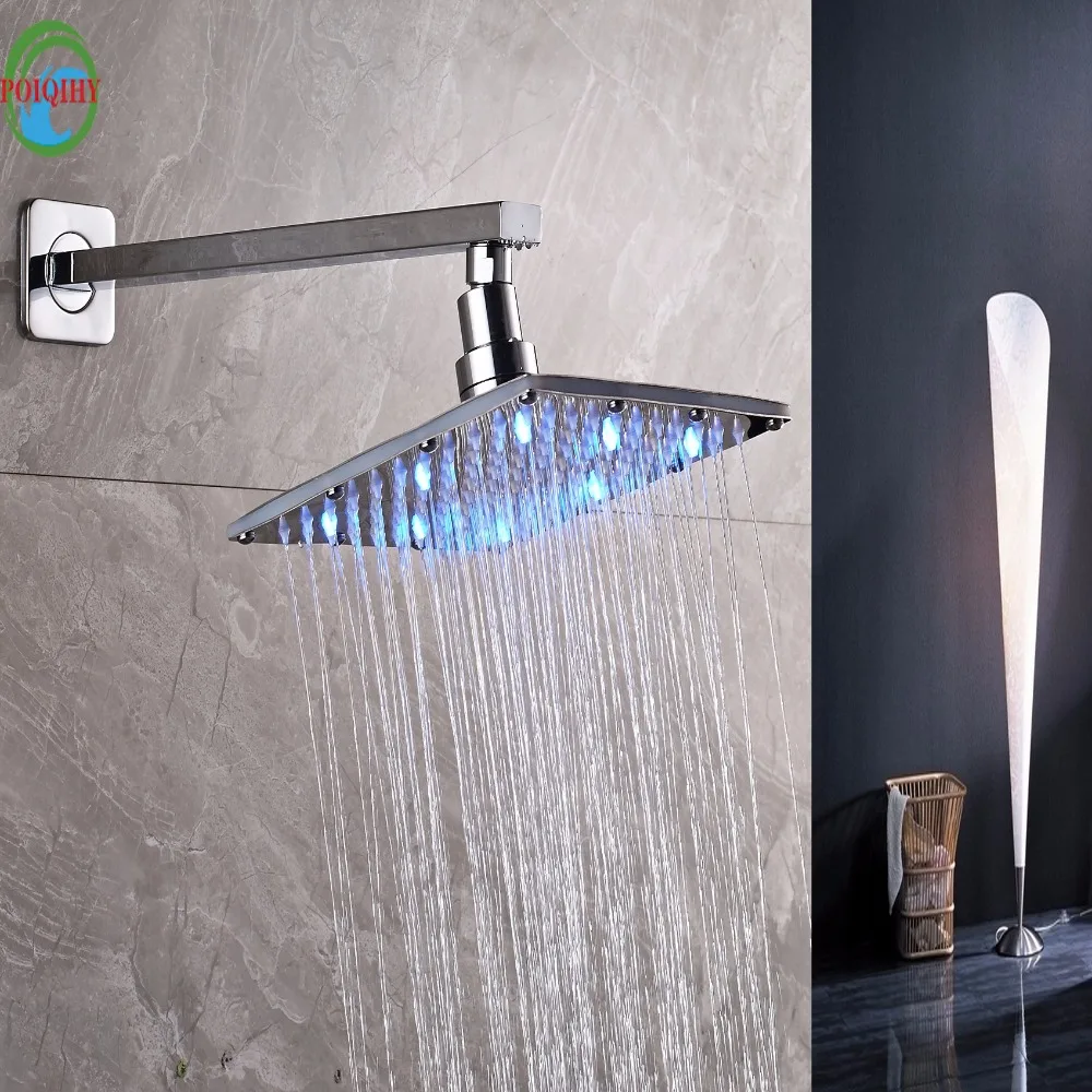 

Rainfall Chrome Square Shower Head sturdy Bathroom LED 8 Inch Shower Head Nail