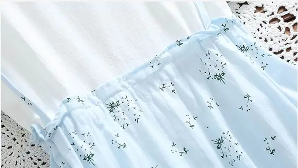 2018 Prairie Chic Лето Для женщин платье с цветочным рисунком синий зеленый хлопок