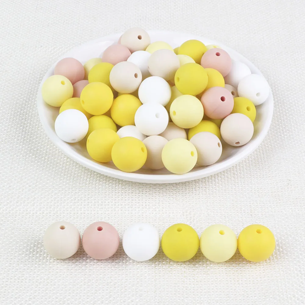 BOBO.BOX 300pcs Silicone Beads 12mm Food Grade Baby Teethers Beads Round Pacifier Chain Accessories Baby Silicone Teething Toys - Цвет: F