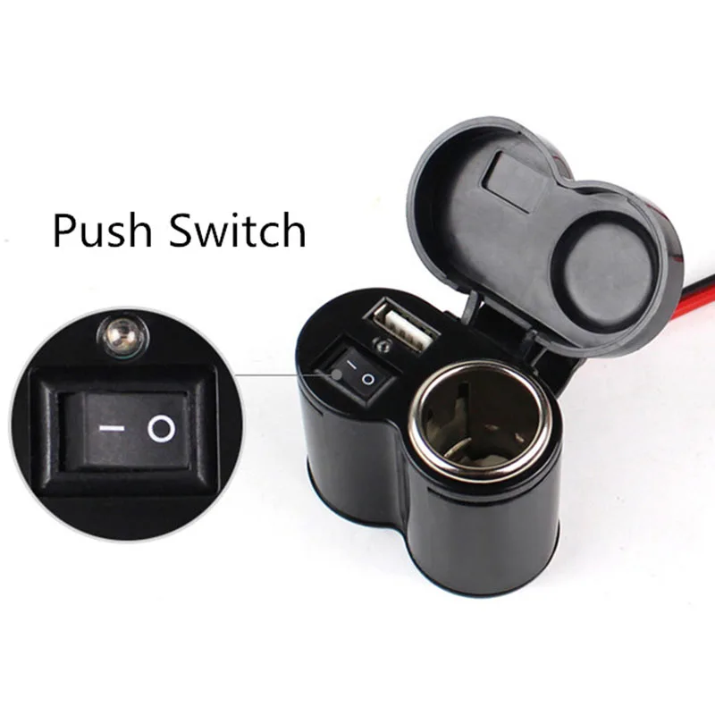 Waterproof Power Socket USB For Motorcycle Motorbike 12V Black Cigarette Lighter 5V USB Power Port Adaptor Outlet Charger