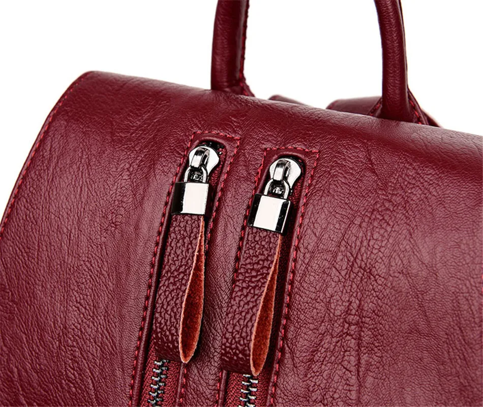 VANDERWAH двойная молния рюкзак женский кожаный рюкзак женский школьные сумки для девочек 2018 Новый высокое качество назад apck mochilas