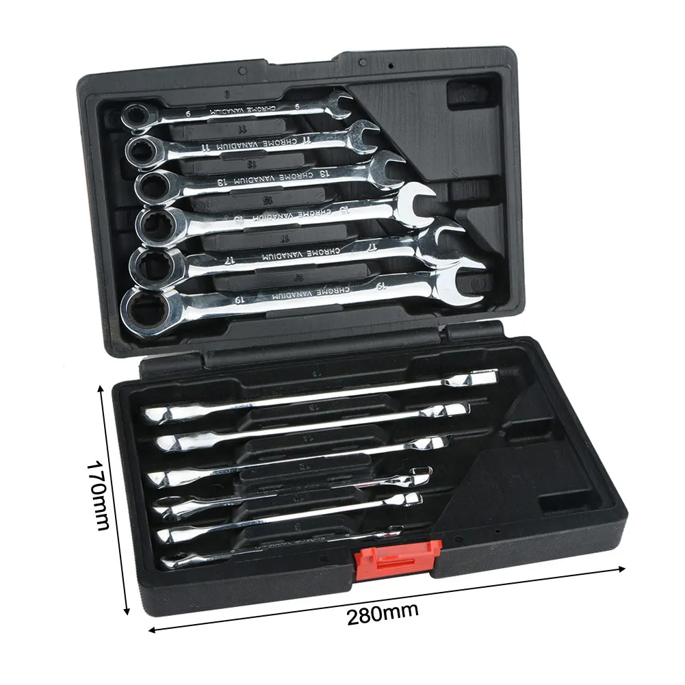 

12pcs Dual Purpose Fixed Head Ratchet Spanner Fast Wrench Set Flexible Hardware Tool 72 Teeth 180 Degrees Turn