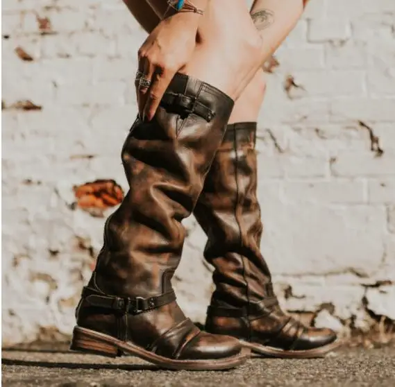 Reißverschluss Kunstleder Retro Stiefel mit Zurück Gurtband Reißverschluss Kunstleder Retro Stiefel mit Zurück Gurtband