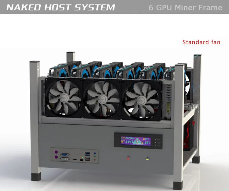 

BX36 GadgetSalon Cyber-Currency GPU Computer ETH Miner Frame 6 GPU Open Air Mining Case Rig 6x Fan & Temp Monitor Y