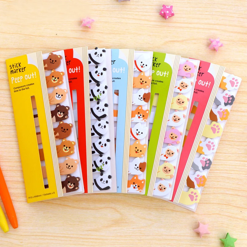 

TIAMECH 1PCs New Kawaii Cat Dog Animals Style Notepad Memo Pad Paper Stick Marker Message Label Sticker H0209