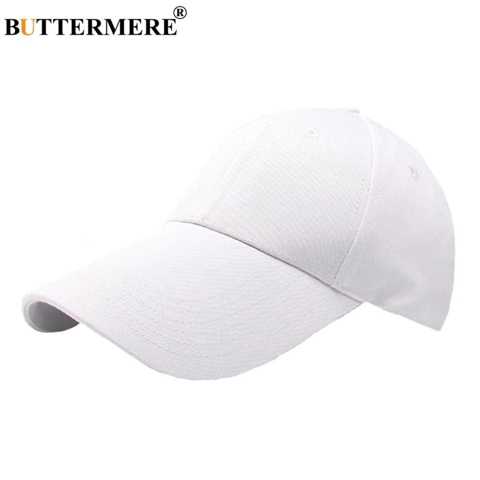 BUTTERMERE Men White Baseball Caps Long Brim Spring Summer Cotton Dad