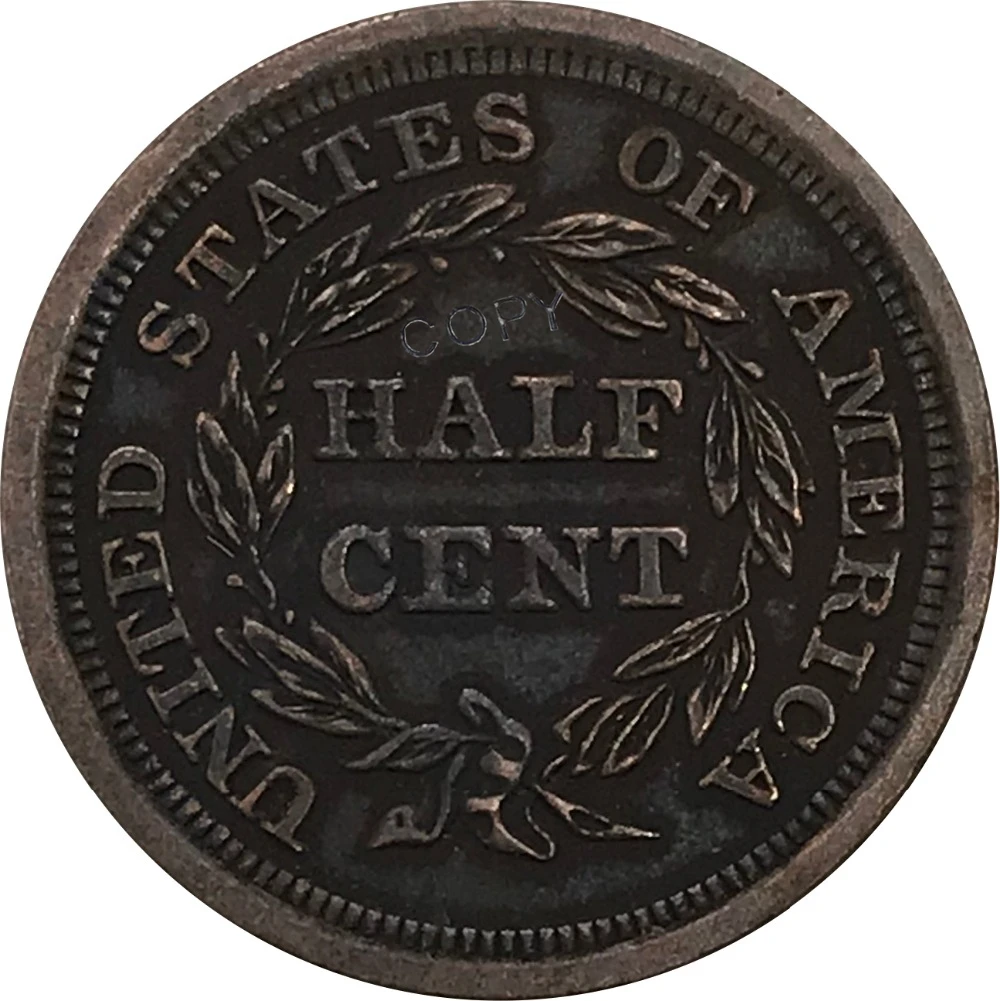 

1856 United States Dollar Half Cent Collectibles Red Copper Copy Coin