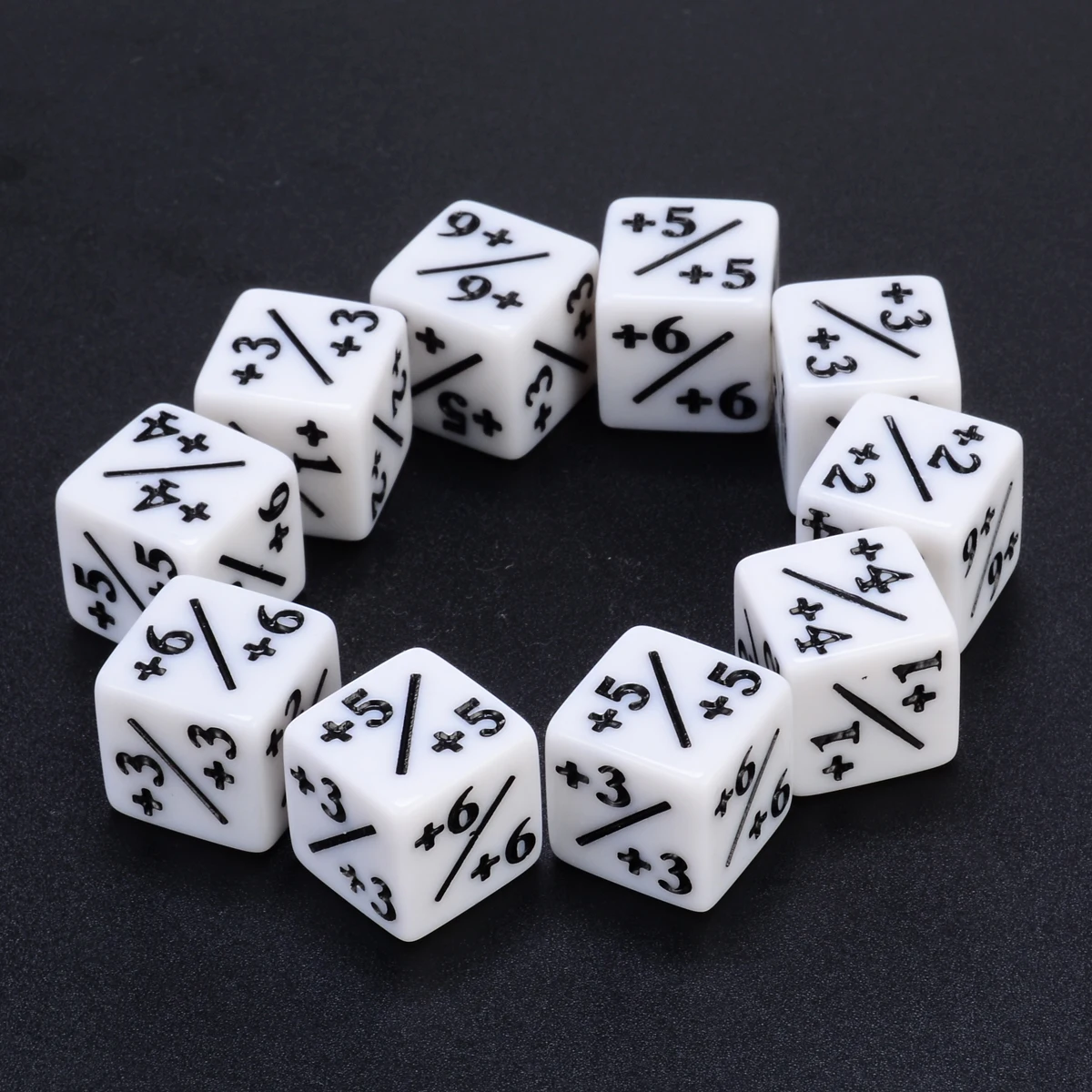 10pcs +1/+1 White Dice Counters Portable Digital Dices For Magic The Gathering & MTG Games Poker Bar Gambling Entertainment Tool