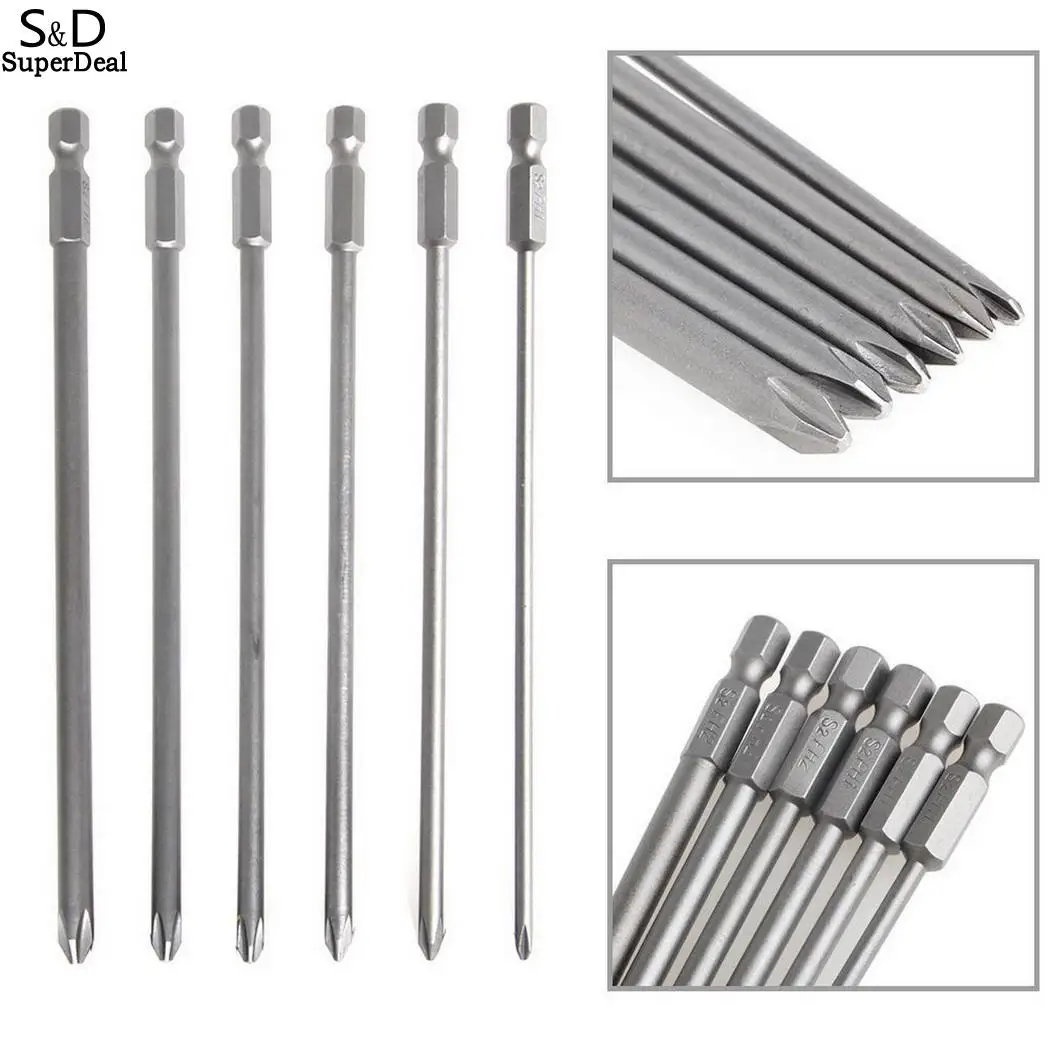 

Magnetic 150mm Long 1/4 Inch Hex Cross Head S2 6cs/Set PH2/ PH1 Screwdriver Bits