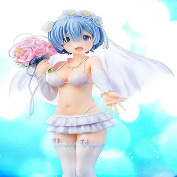 

Japanese Anime Re:life In A Different World From Zero Rem 23cm Action Figure Re Zero Rem Wedding Dress Figures Model Collection