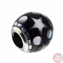 Черные акриловые и перламутровые небесные мозаичные бусины для женщин Изготовление ювелирных изделий DIY Fit PANDORA Charms Silver 925 FL632