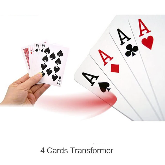 4 Cards Transformer Magic Tricks 10 To A Card Magic Props 10 Change A Magic Sets Close Up Street Card Props 1