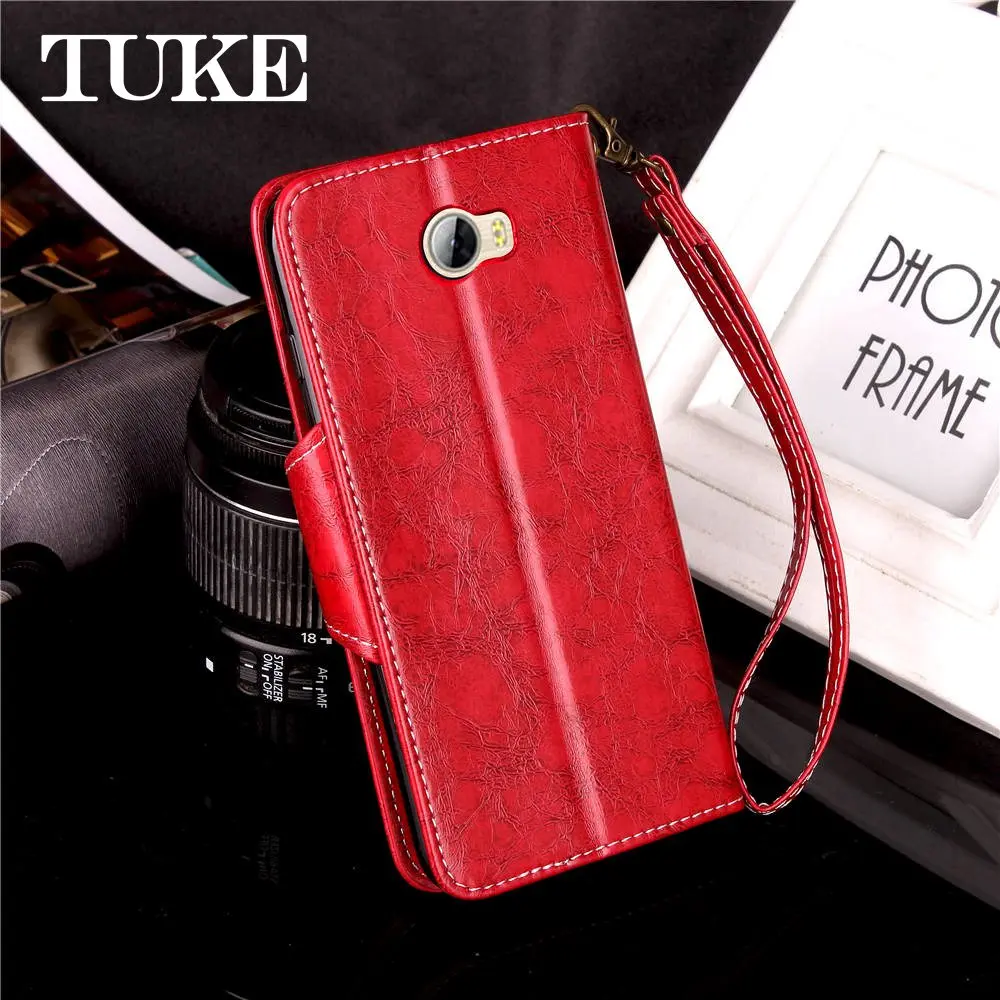 

TUKE For Huawei Y5 II Case 2016 Wallet PU Leather Back Cover Case For Huawei Y5II Y5 II 2 Case 5.0 inch Flip With Lanyard