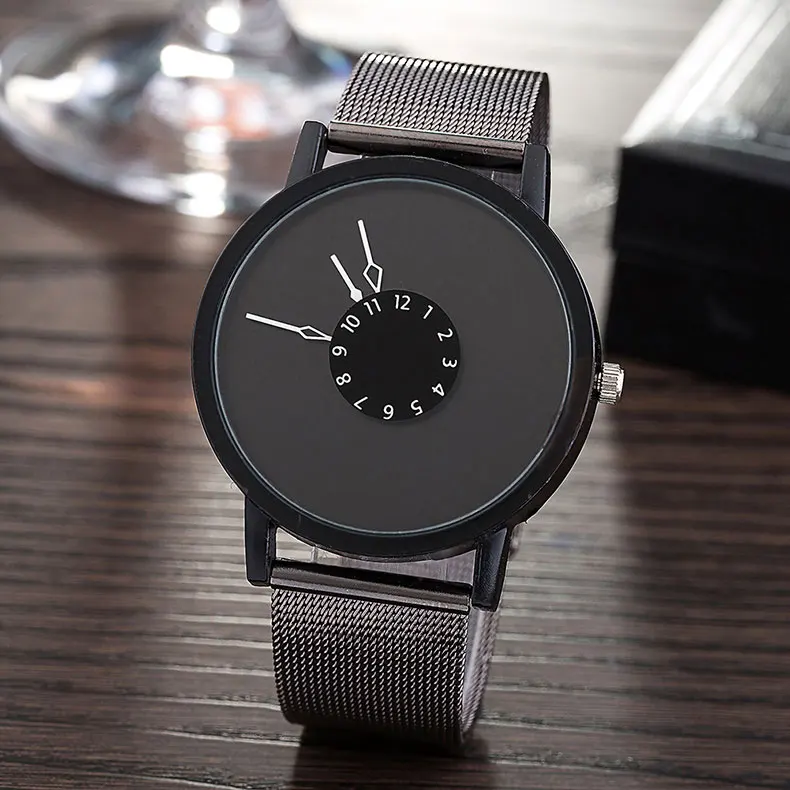 BGG Мода Новый Дизайн часы Для мужчин Для женщин кварцевые часы Нержавеющая сталь сетки творческого популярные видеоформаты черный, белый