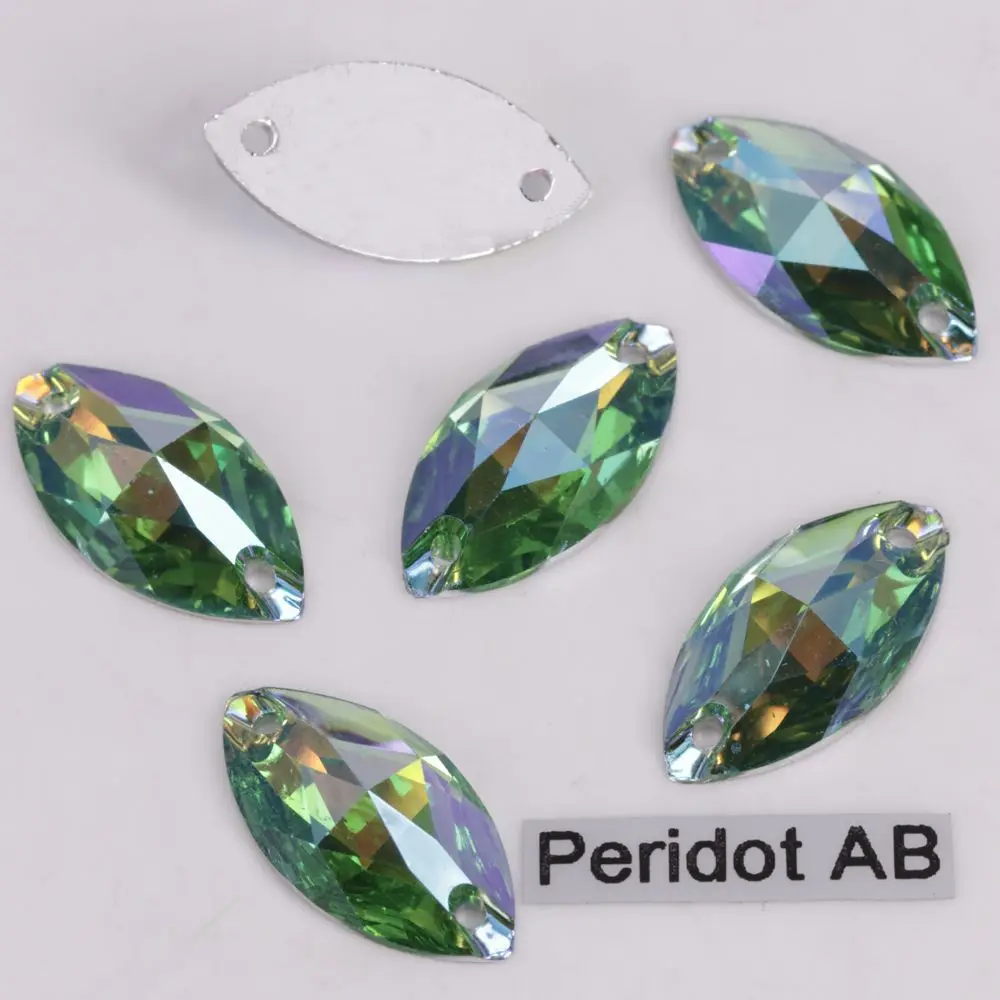 Хорошее качество 6x12,7x15,9x18,11x24,17x32 мм Цвета AB маркиза с плоской задней частью смолы на камнях - Цвет: Peridot AB