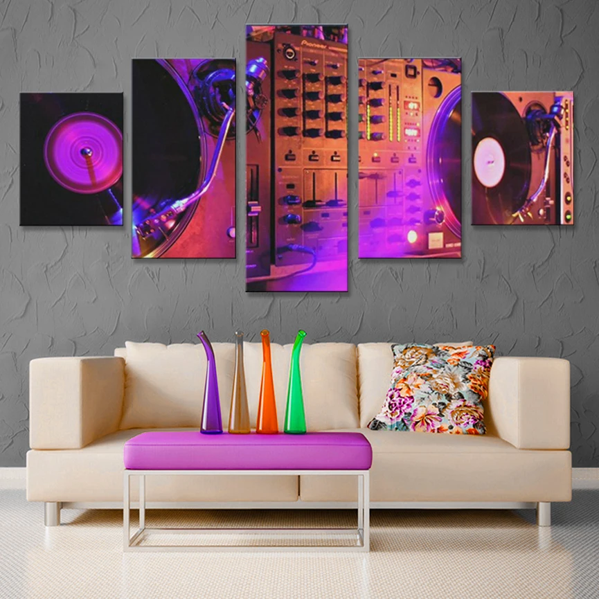 DJ-Night-club-of-mural-bar-production-wholesale-canvas-print-poster-5-piece-canvas-art-Music