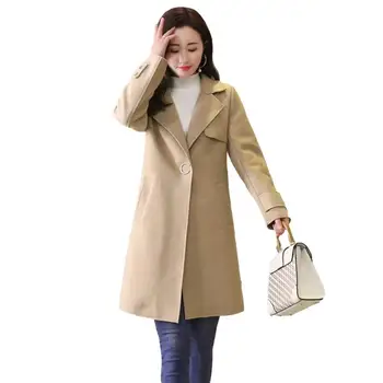 

2019 New Autumn Winter Fashion Women Slim Single Breasted Wool Blend Jacket Ladies Casual Warm Thicken Woolen Coats Casaco J24