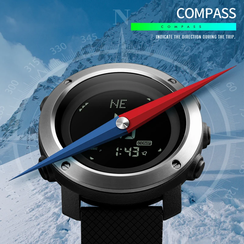Cena SKMEI Sport Watch mężczyźni termometr wysokościomierz kompas barometr wodoodporny cyfrowy zegarek led mężczyźni zegar wspinaczka 1418 relogio