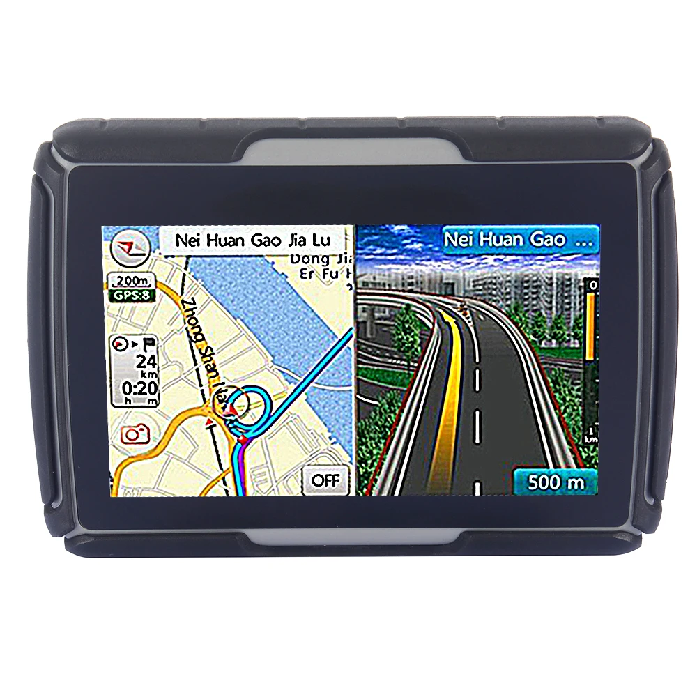8GB and FM Color Black 4 3 Waterproof IPX7 Bluetooth GPS Navigator for Motorcycle 4GB Flash