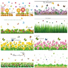 Самоклеящиеся цветы трава Угловые рамки плинтус линия стикер стены натуральный домашний декор трава домашний декор настенные наклейки