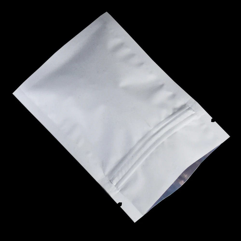 

200Pcs Matte White Reclosable Aluminum Foil Zippper Zip Lock Packaging Bag for Food Powder Tea Storage Smell Proof Bag (8*12cm)