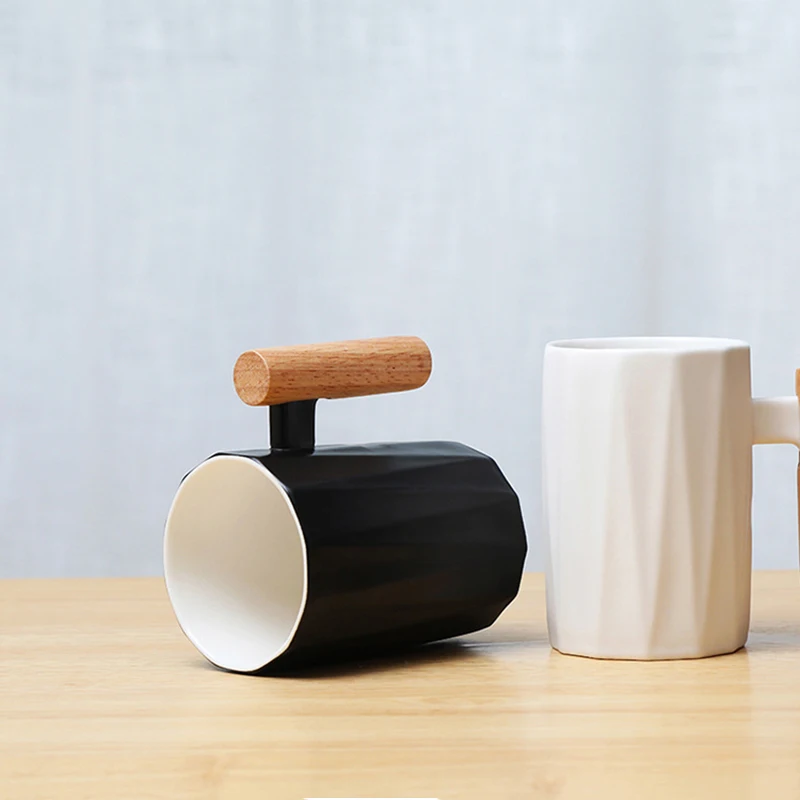 Homadise 350 мл керамическая чашка короткая кружка для молока кофейная чашка деревянная кружка для пива с ручкой для подарка
