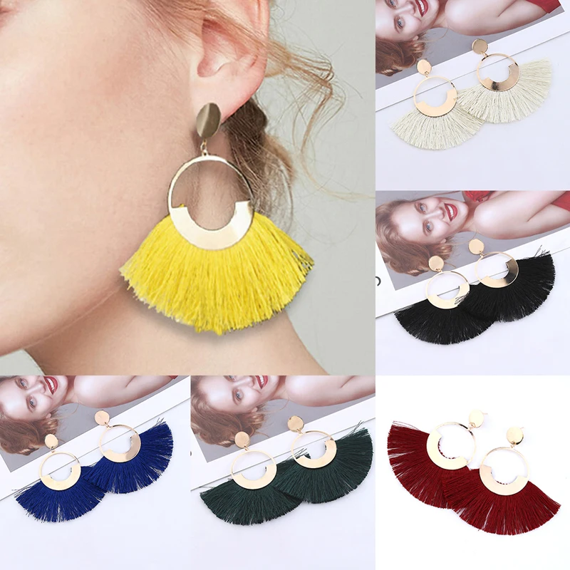 Bohemian Big Tassel Drop Earrings For Women Handmade Female Fringe Dangle Statement Fashion Lady Earring 1pair 2019 Jewelry Hot