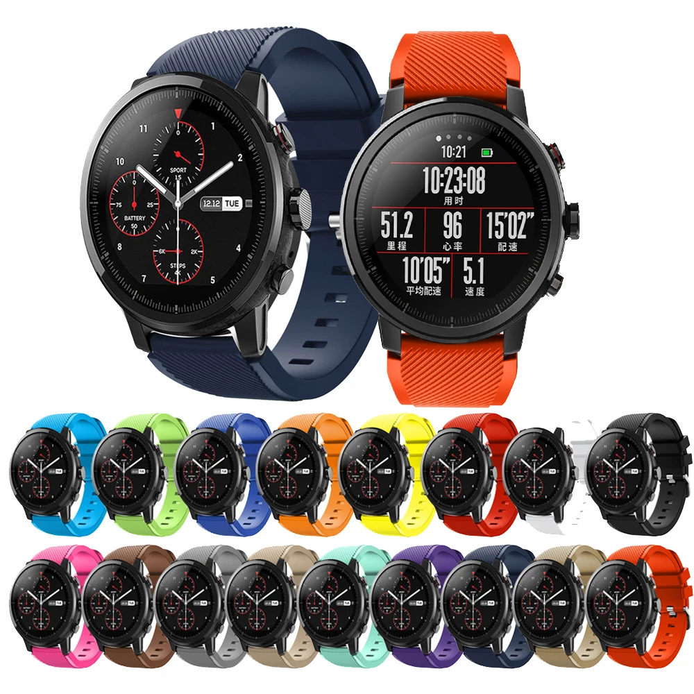 Ремешок силиконовый для смарт часов Amazfit Stratos 2 2s сменный Браслет xiaomi huami amazfit Samsung