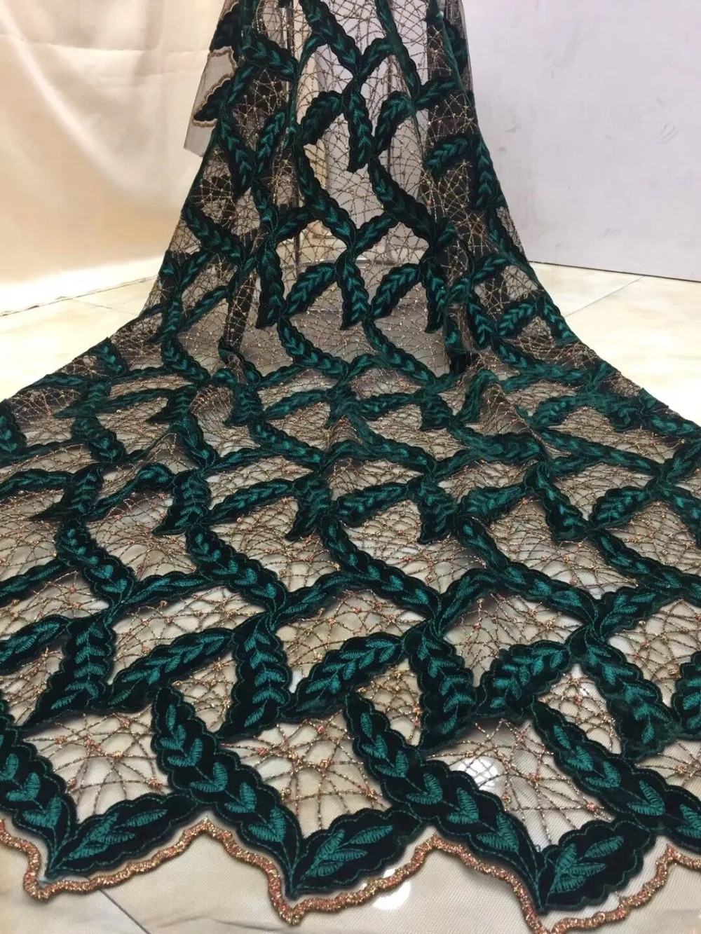 luxury S 944 african french lace fabric velvet lace fabric good looking