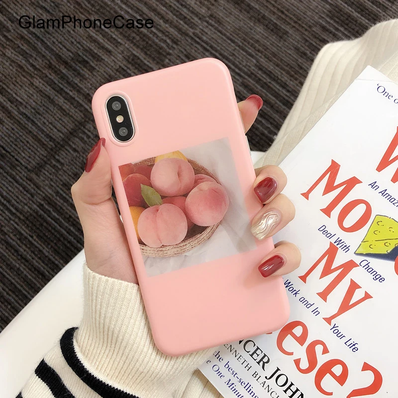 

GlamPhoneCase Pink Peach Phone Case For iPhone XS XR Xs Max 6 6S 8 7 Plus Smooth Soft Cover TPU Silicone Back Cases Coque