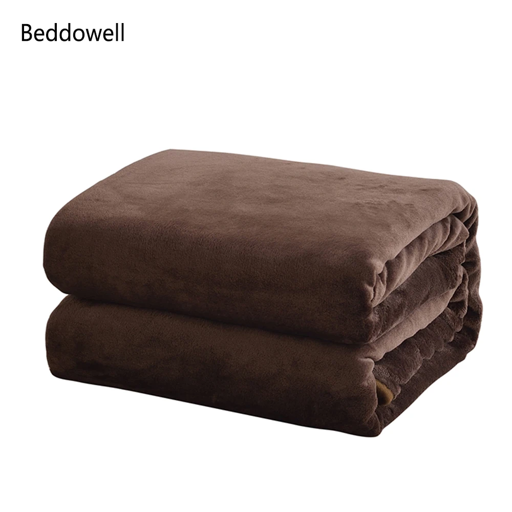 

300Gsm Thicken Solid Color Coral Fleece Flannel Blanket Super Soft Faux Fur Mink Throw Four Season Plaid Blankets On The Bed