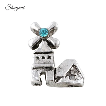 

F472 Wholesale 20pcs/lot European Windmill House Memory Floating Lockets Charms Women Free Shipping